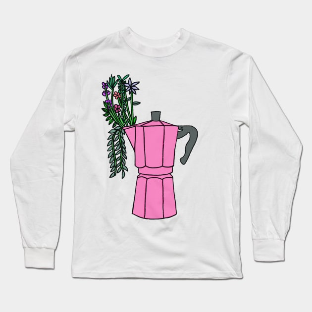 Coffee pot Long Sleeve T-Shirt by mena rae